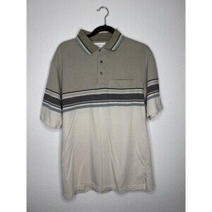 Vintage Men’s M Grand Slam x Munsingwear Penguin Tan Beige Polo Striped See Pics